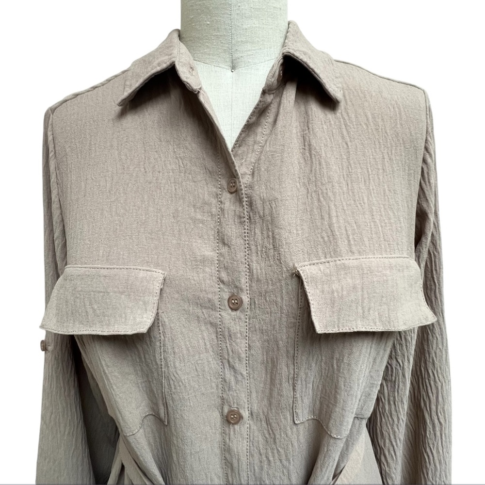 Max Studio Tab-Sleeve Tie-Waist Shirtdress - Picture 4 of 8